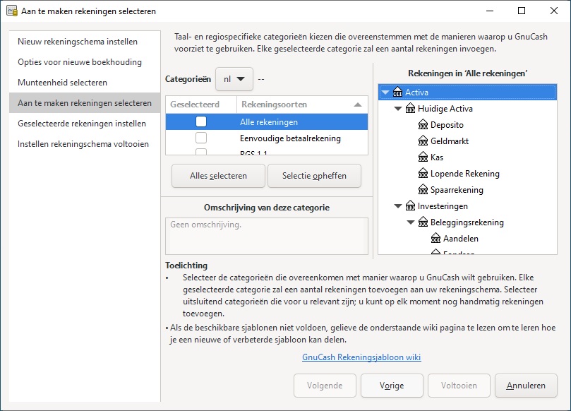 Aan te maken rekeningen selecteren - Alle rekeningen Aan te maken rekeningen selecteren - Alle rekeningen