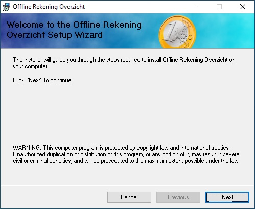 Welcome to the Offline Rekening Overzicht Setup Wizard