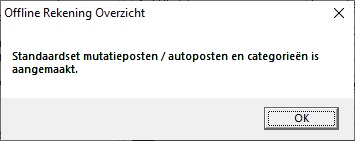 Standaardset aangemaakt