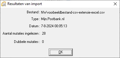 Resultaten van import Resultaten van import
